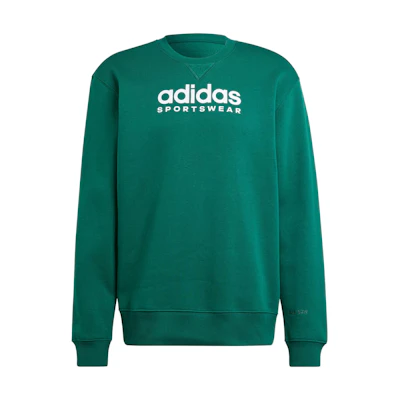adidas All Szn Fleece Graphic Sweatshirt Green Loose-Fit Logo Crewneck IJ9440