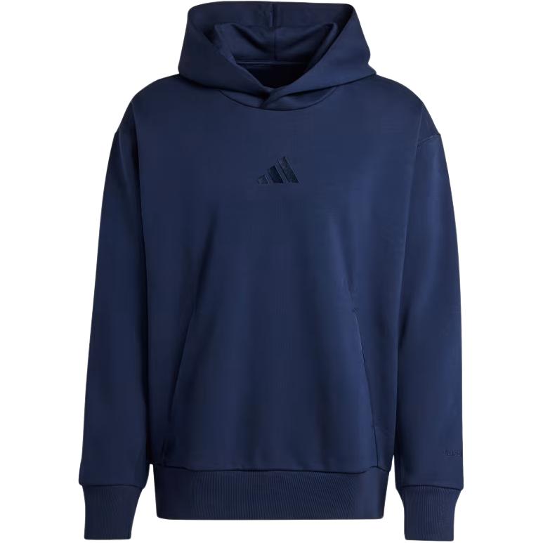 adidas All SZN Fleece Hoodie Blue Pullover with Embroidered Logo IY4122