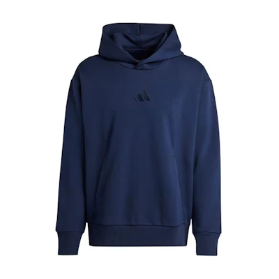 adidas All SZN Fleece Hoodie Blue Pullover with Embroidered Logo IY4122