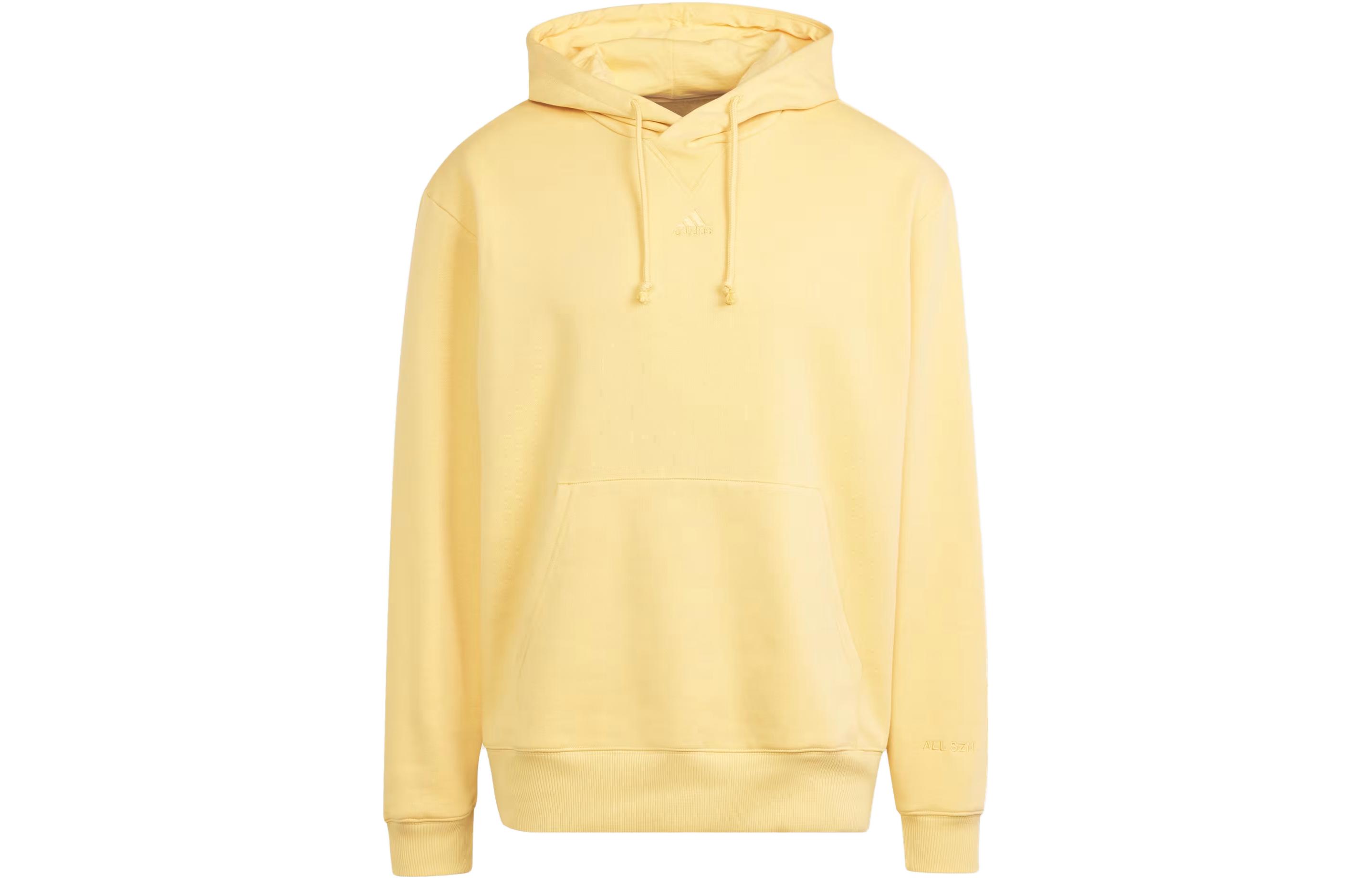 adidas All Szn Fleece Hoodie Yellow Pullover with Logo IX3956