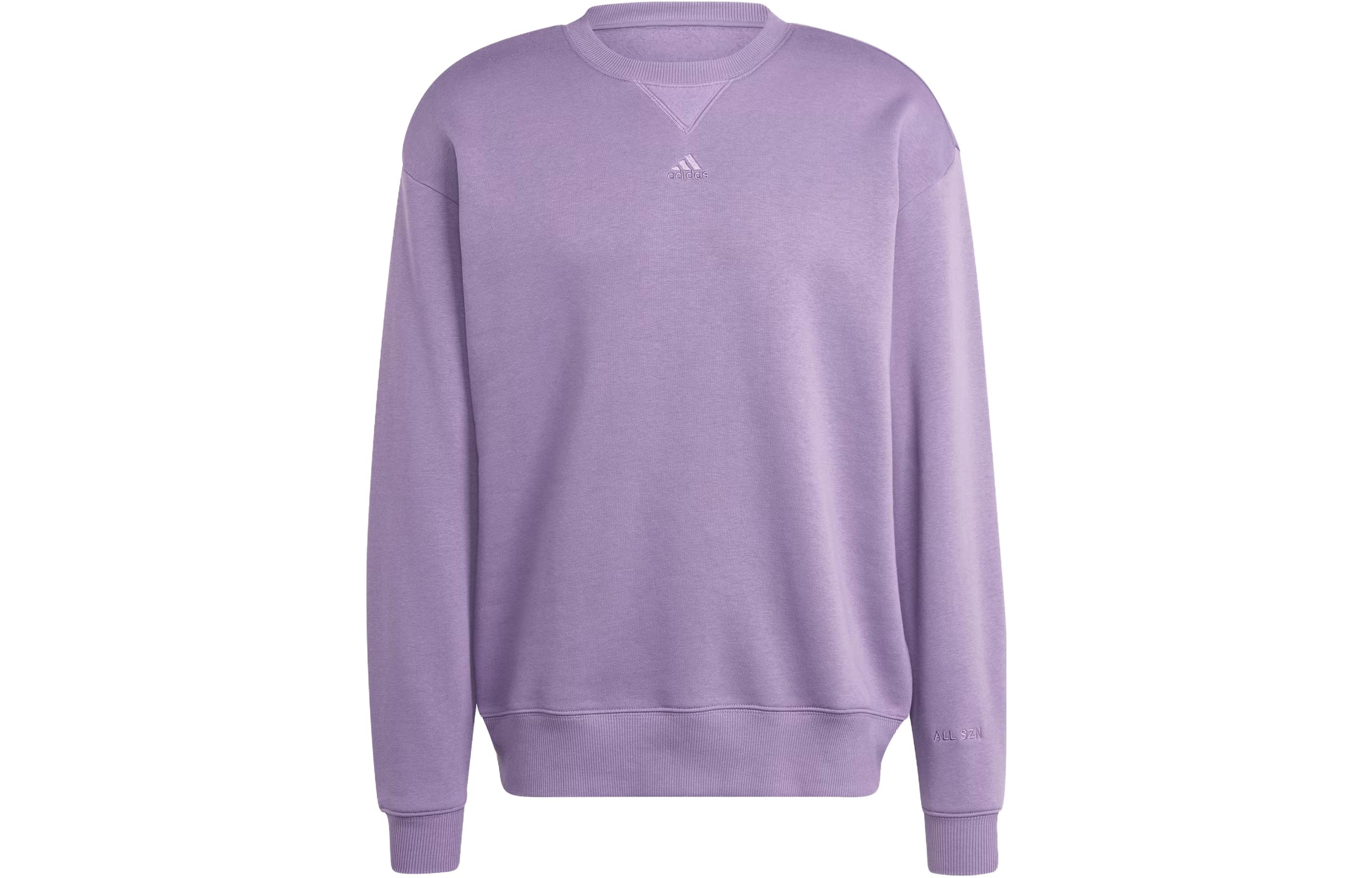 adidas All Szn Fleece Purple Crewneck Sweatshirt Basic Logo Long Sleeve IJ6908