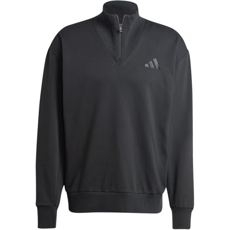 adidas ALL SZN Fleece Quarter-Zip Crew Sweatshirt Black Pullover IX1250