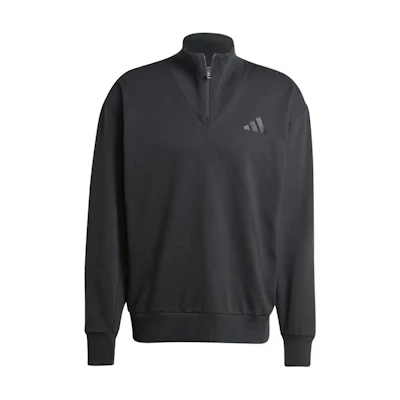 adidas ALL SZN Fleece Quarter-Zip Crew Sweatshirt Black Pullover IX1250
