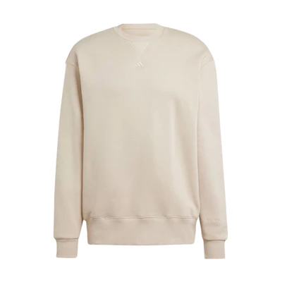 adidas All Szn Fleece Sweatshirt Beige Crewneck Logo Pullover IP8351