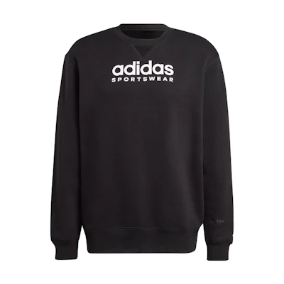 adidas ALL SZN Fleece Sweatshirt Crewneck Logo Black Long Sleeve IC9824