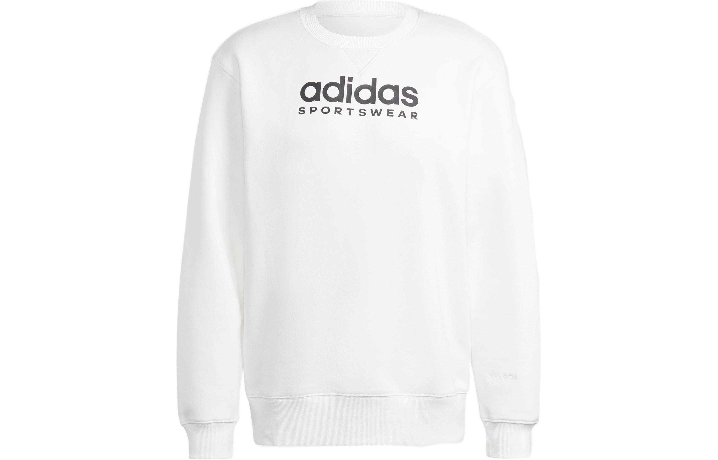 adidas All Szn Fleece Sweatshirt Logo Crewneck Pullover White IC9827