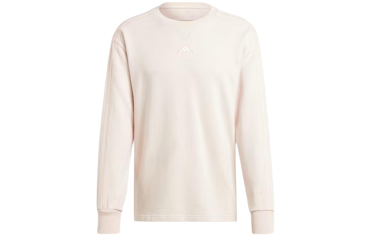 adidas All Szn French Terry 3-Stripes Garment Wash Crew Sweatshirt Light Purple IR5255