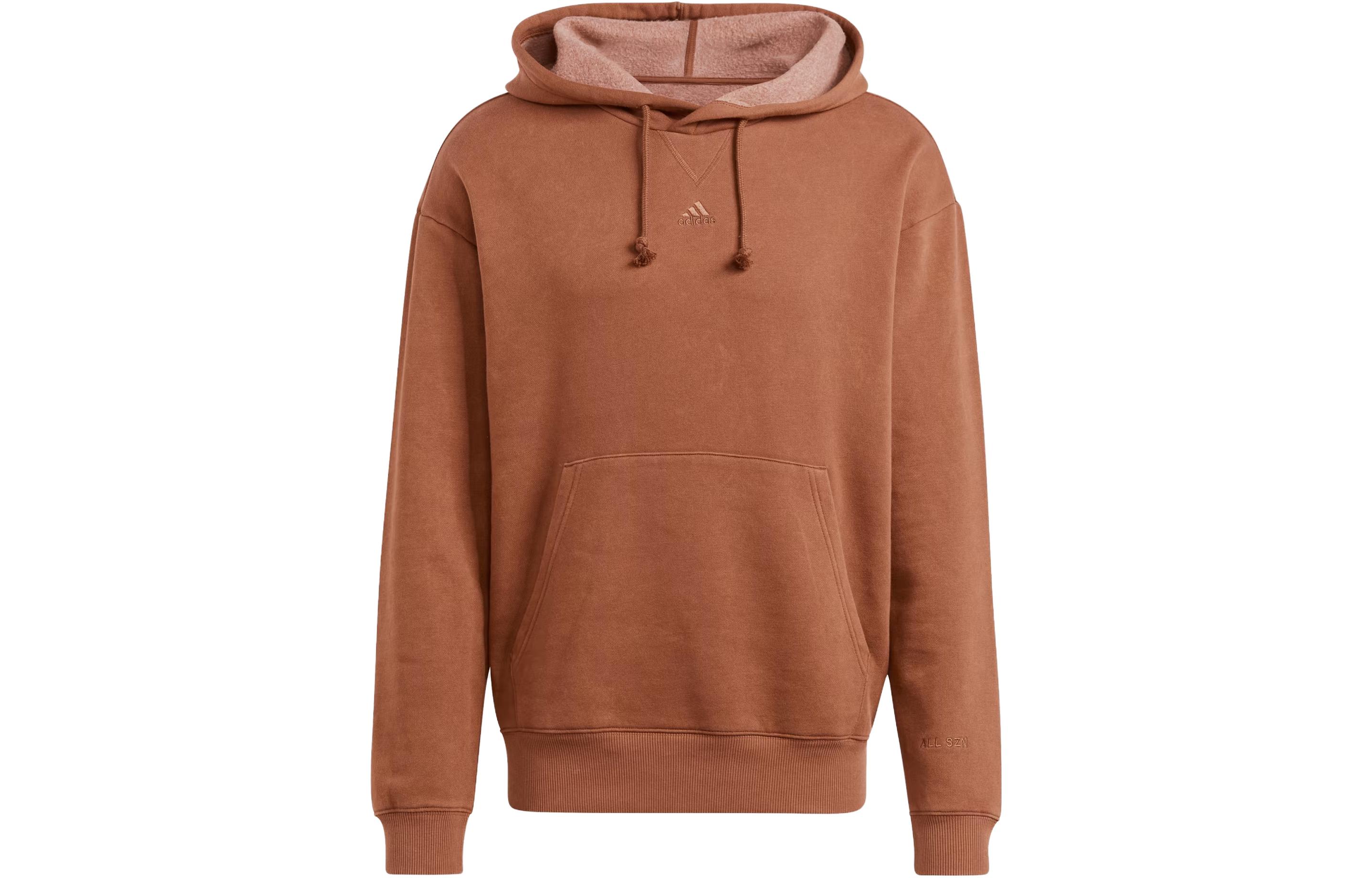 adidas All Szn Garment-Wash Hoodie Brown Loose Fit Logo Hoodie IJ6928