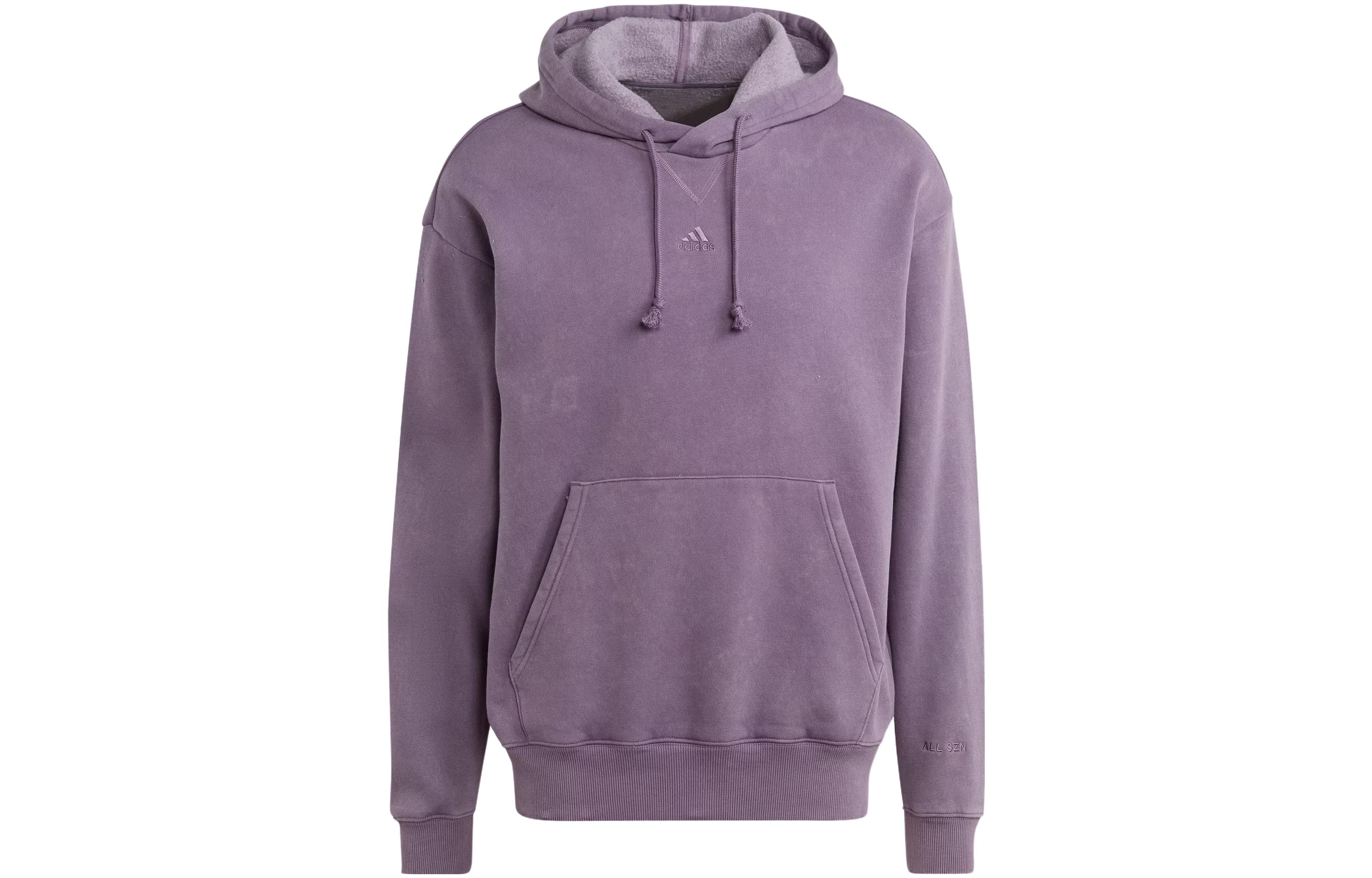 adidas All Szn Garment-Wash Hoodie Dark Grey Violet Loose Fit IJ6930