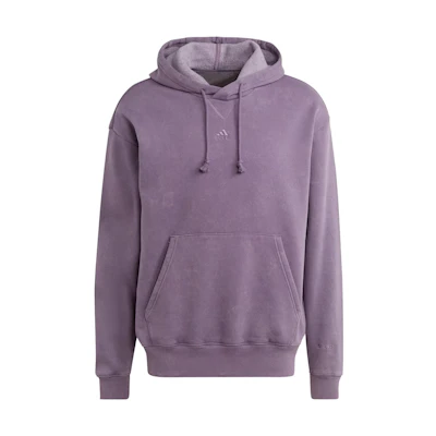 adidas All Szn Garment-Wash Hoodie Dark Grey Violet Loose Fit IJ6930