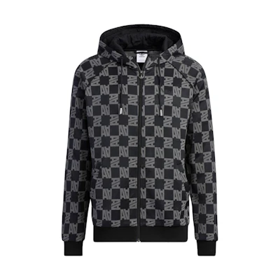 adidas Allover Letter Print Hoodie Jacket Unisex Black HR3435