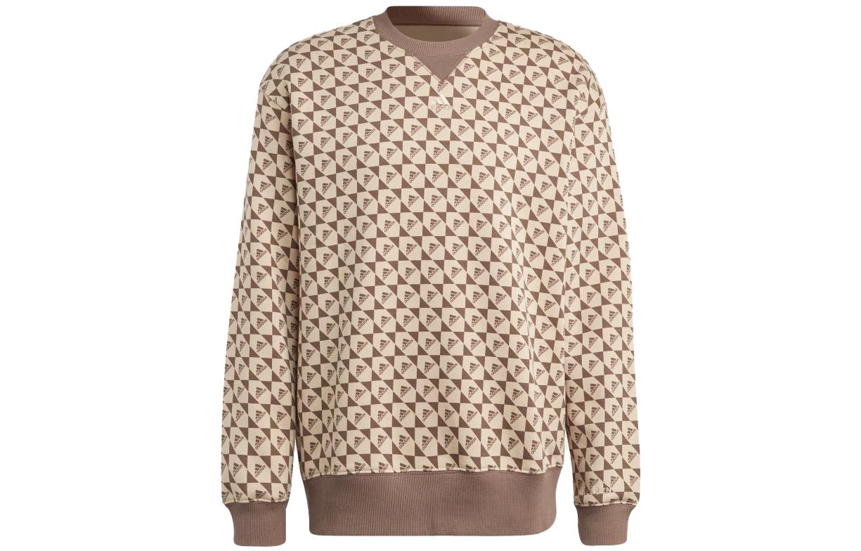 adidas Allover Logo Print Crewneck Sweatshirt Beige - IM1268
