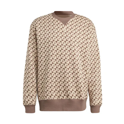 adidas Allover Logo Print Crewneck Sweatshirt Beige - IM1268