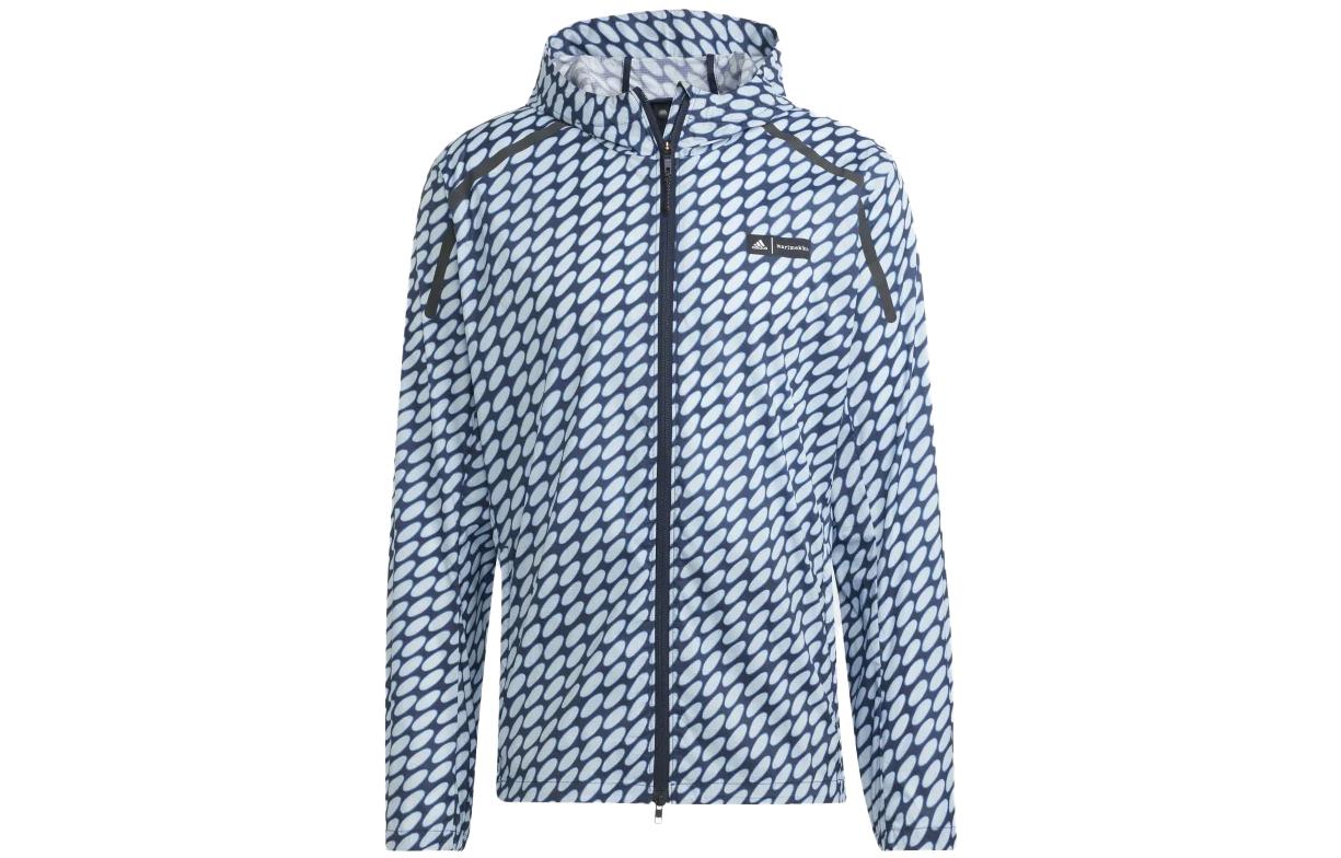 adidas Allover Print Hooded Jacket - Blue HR8204