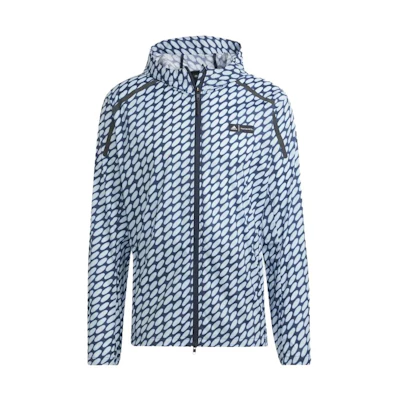 adidas Allover Print Hooded Jacket - Blue HR8204