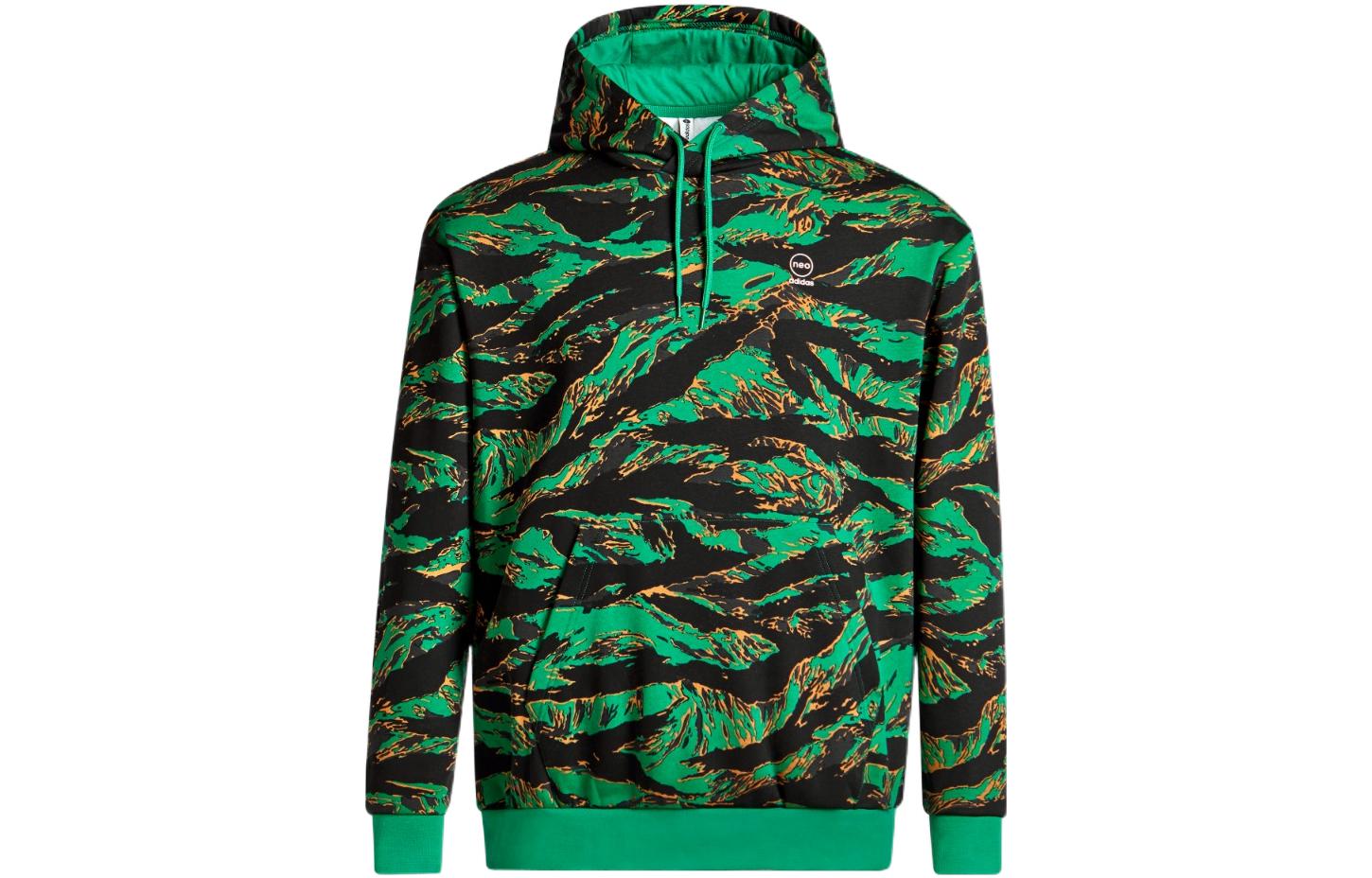adidas Allover Print Pullover Hoodie Smoke Green Unisex IQ0932