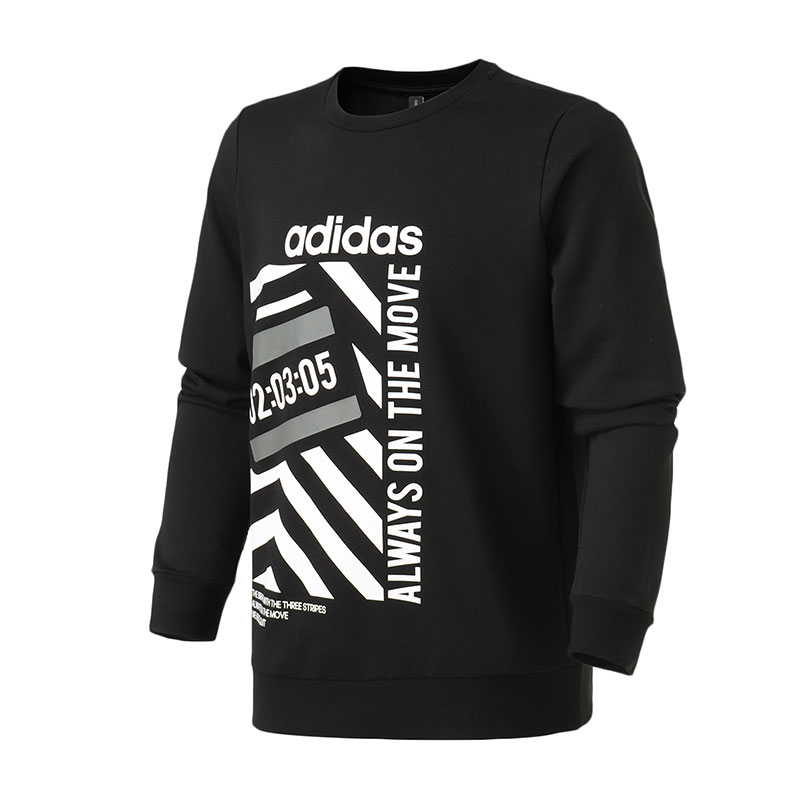 adidas Alphabet Logo Print Casual Long Sleeve Sweatshirt Black DW8180