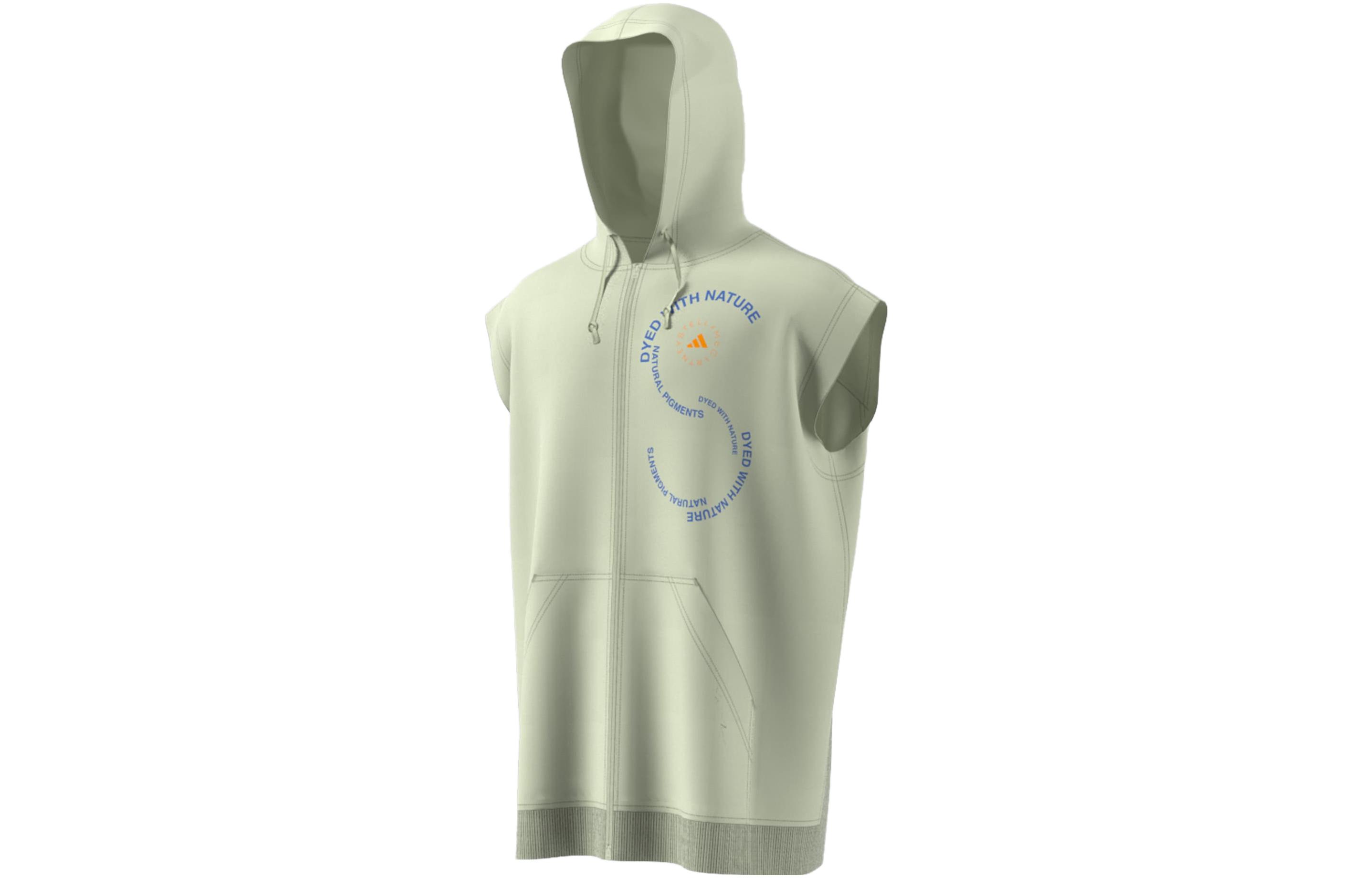 adidas Alphabet Logo Print Zip Hoodie Unisex Magic Yellow Green IA7718