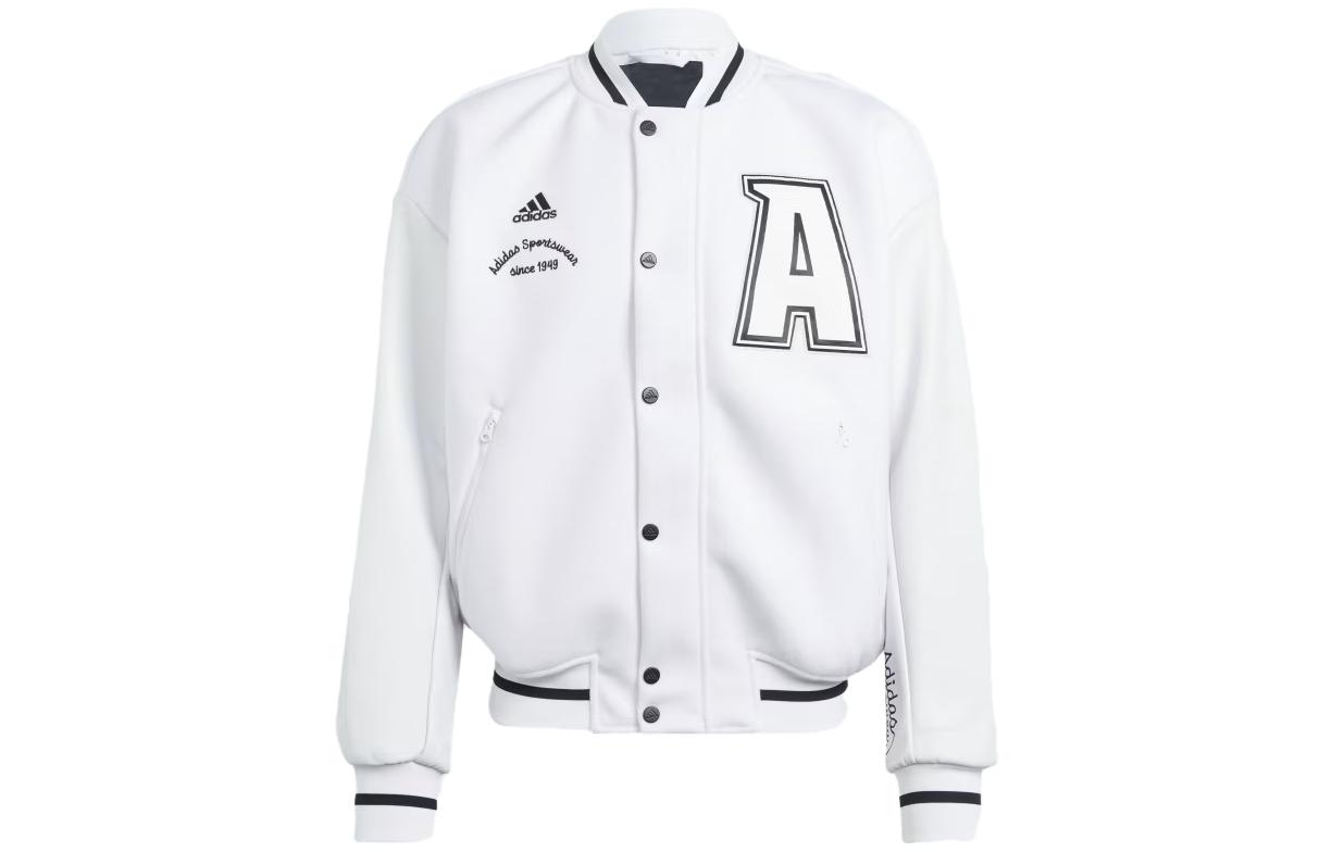 adidas Alphabet Numeric Baseball Collar White Unisex Jacket HY1290