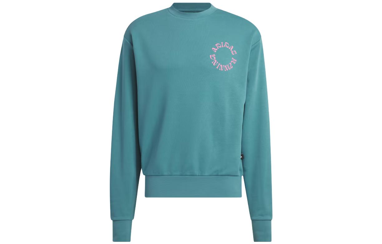 adidas Alphabet Print Crewneck Sweatshirt Unisex Blue Green IK2126