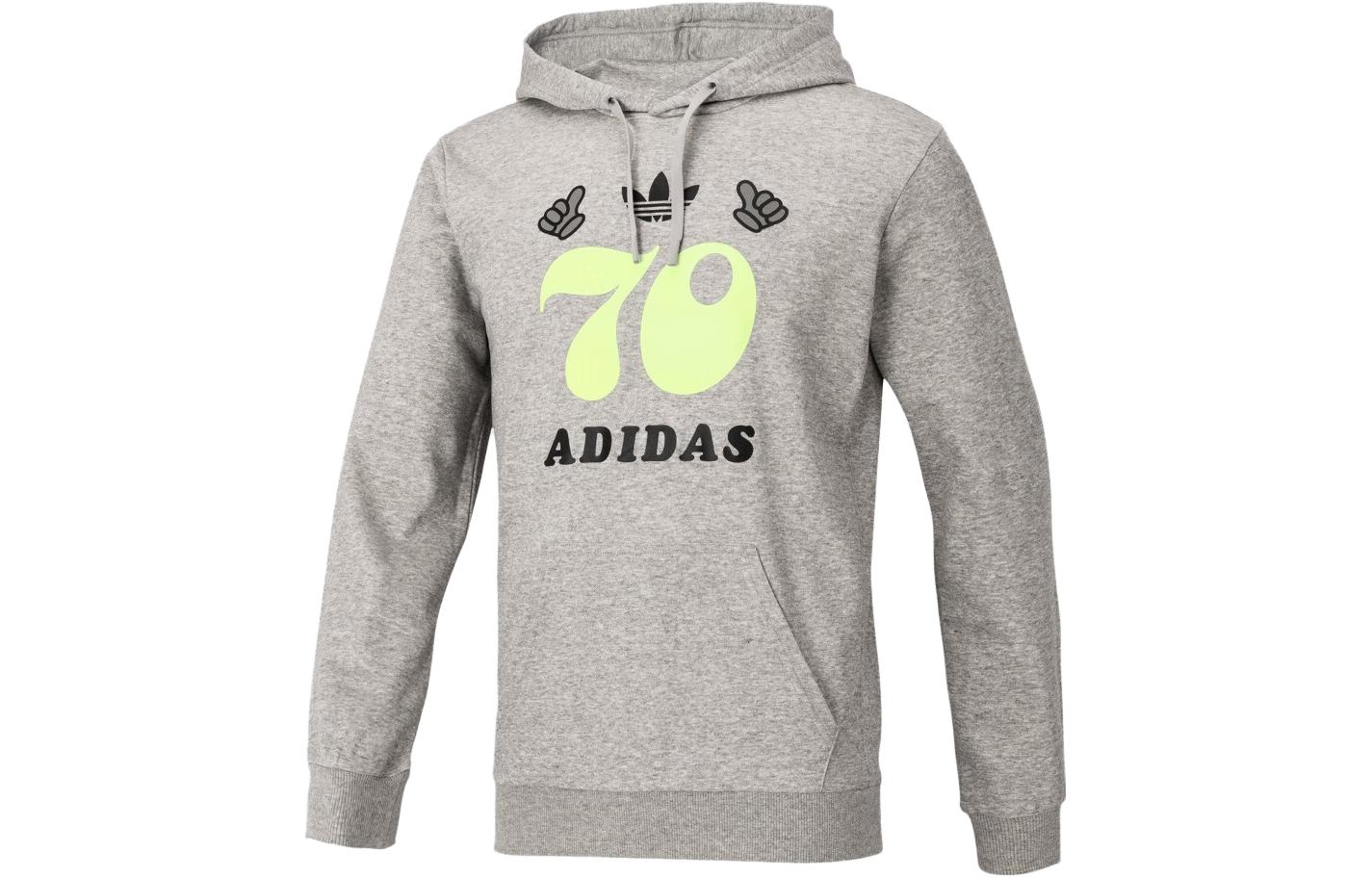 adidas Alphabet Print Hoodie Unisex Light Grey FT5843