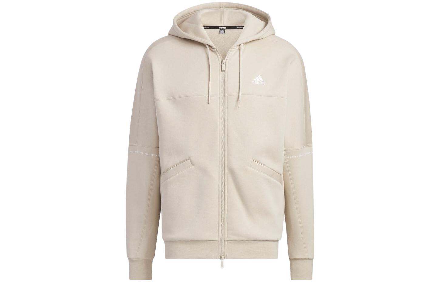 adidas Alphabet Print Loose Fit Hoodie Jacket Unisex - Off-White IK7358