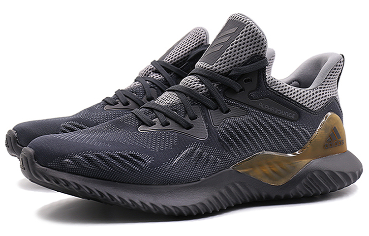 Shop adidas AlphaBounce 2 耐磨防滑 低筒 跑步鞋 男款 灰