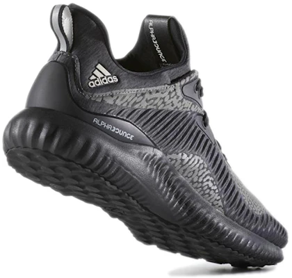 adidas AlphaBounce 反光舒适耐磨低幫跑步鞋 男款 黑 Lookbook adidas AlphaBounce 反光舒适耐磨低幫跑步鞋 男款 黑