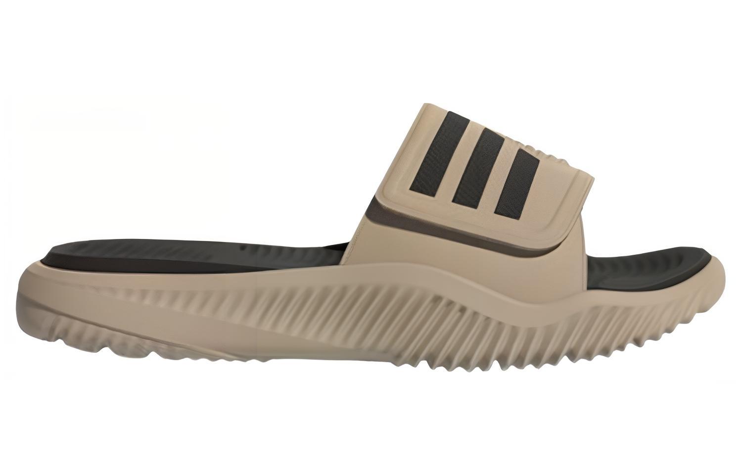 Lookbook adidas AlphaBounce Slide 2.0 舒適耐磨 一字拖 鞋男女同款 米色