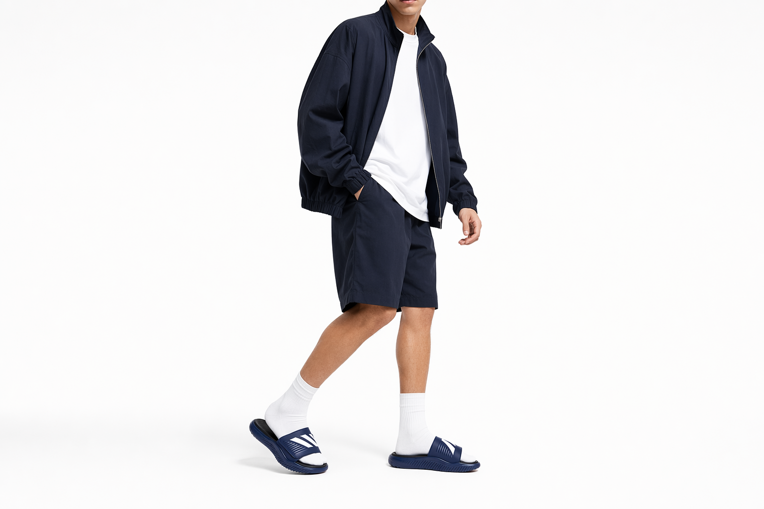 Order adidas Alphabounce 舒適耐磨拖鞋 藍白