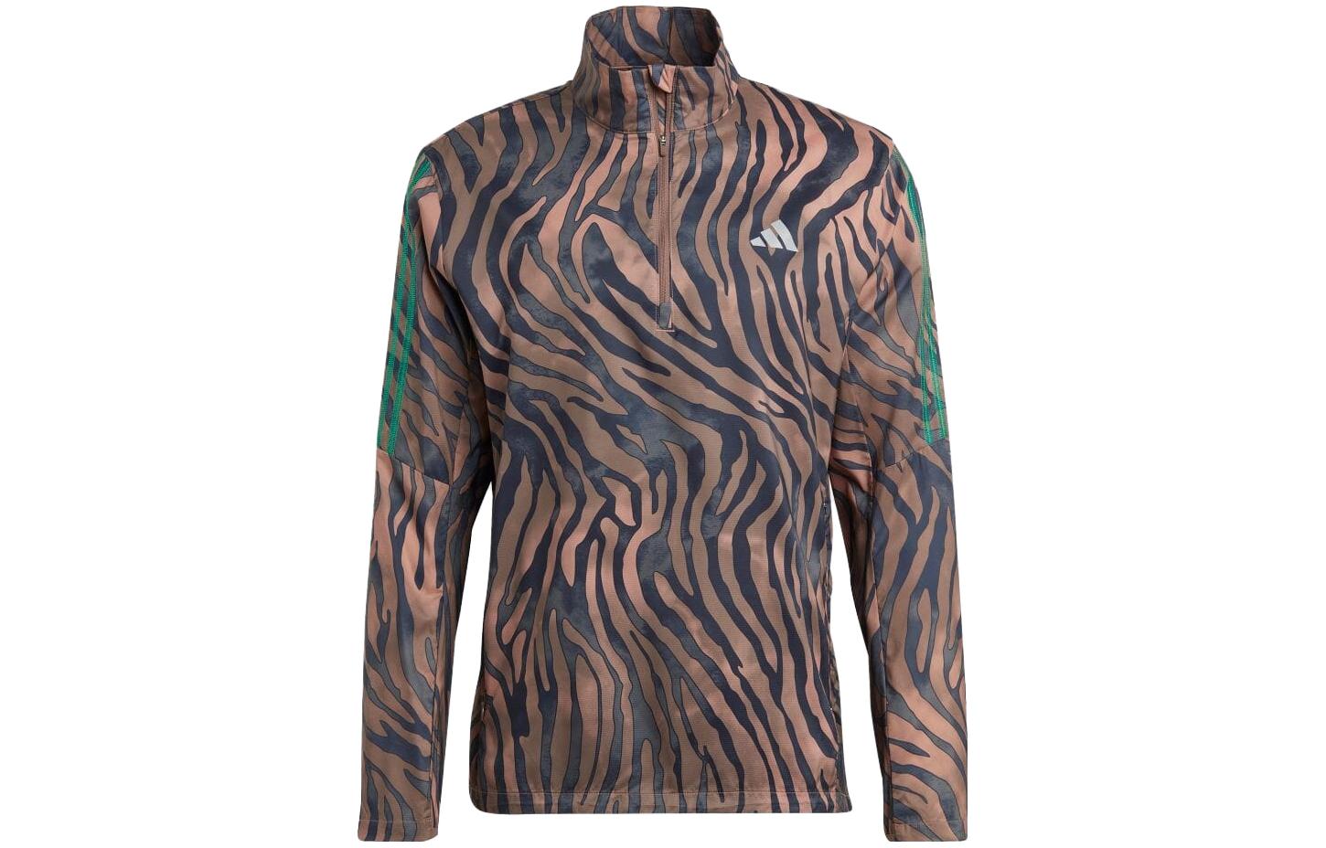 adidas Animal Print Half-Zip Jacket Brown HN0796