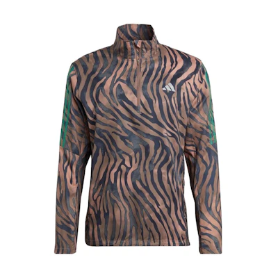 adidas Animal Print Half-Zip Jacket Brown HN0796