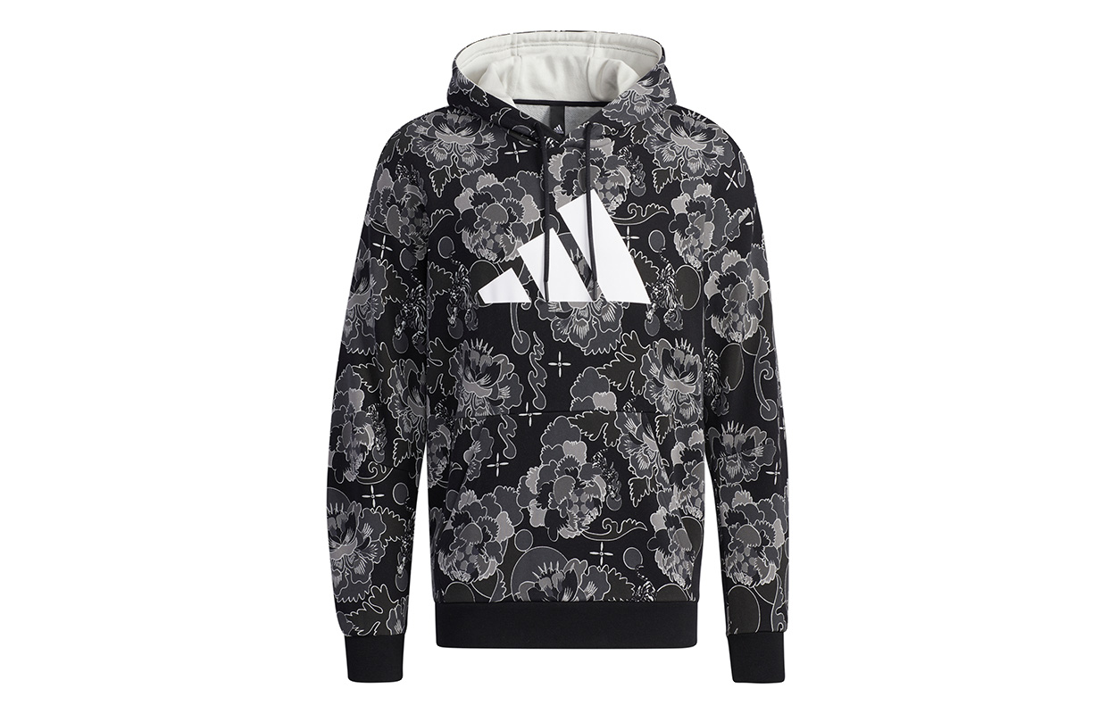 adidas AOP Hoody Retro Pullover Hoodie Carbon Black GT6483