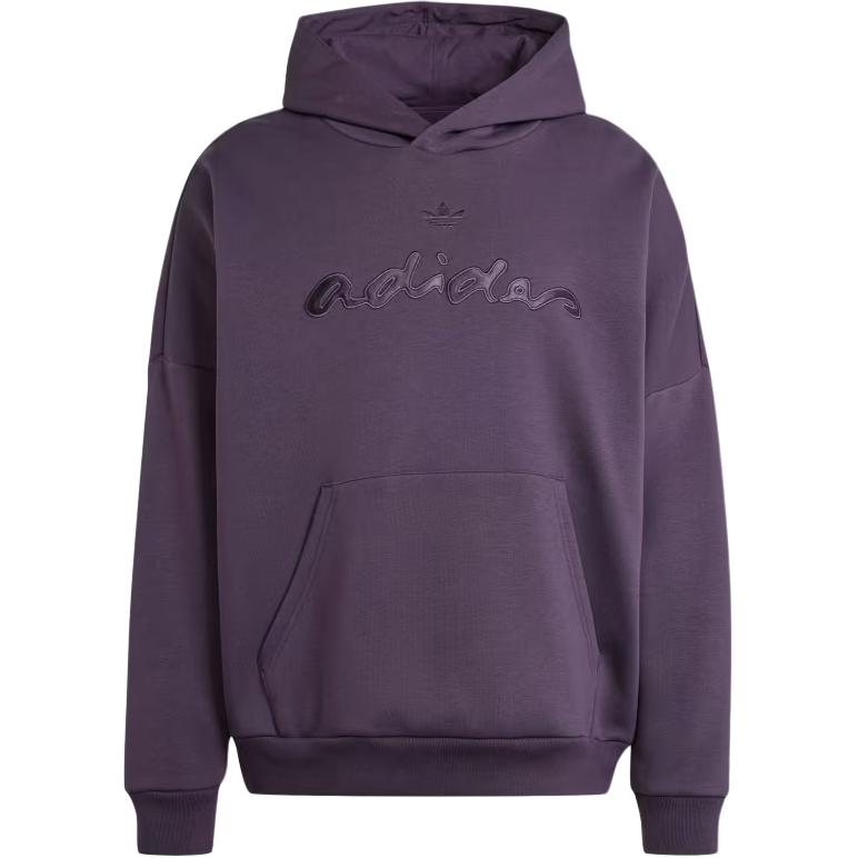 adidas Appliqué Loose Fit Purple Hoodie Mens Letter Print Long Sleeve Sweater IT7501