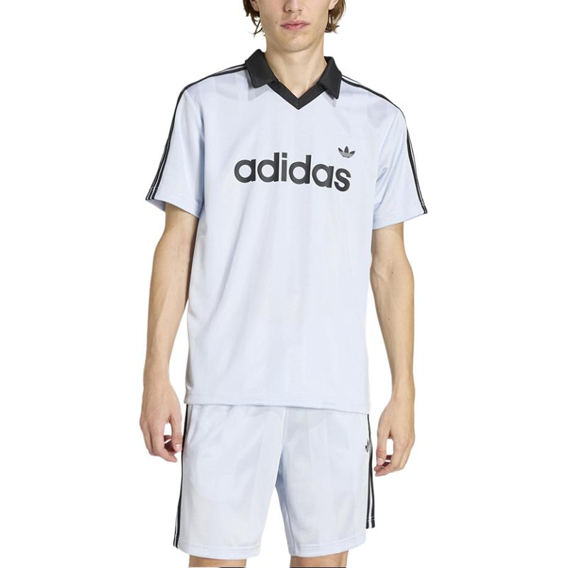 adidas Archive Logo Printed Short-Sleeve Polo Shirt Crystal Blue KE2453