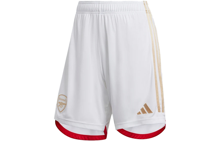 adidas Arsenal 23/24 Home Shorts White Soccer Shorts with Side Stripes. HR6924