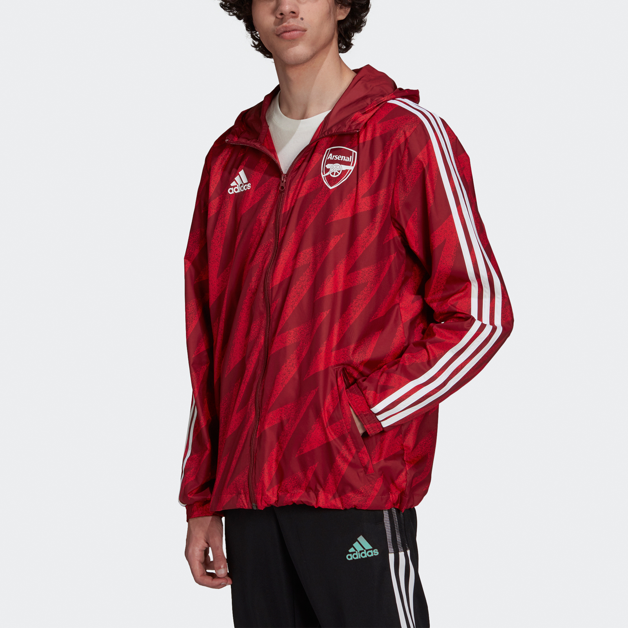 adidas Arsenal AFC Windbreaker Soccer Training Logo Jacket Men’s Dark Red GR4196 圖 4