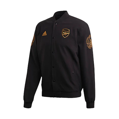 adidas Arsenal Black Track Jacket With Stand-Up Collar FQ6624