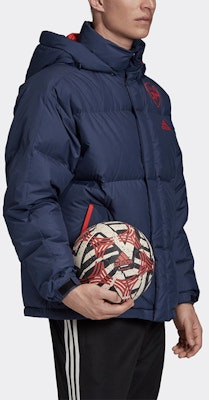 adidas Arsenal Blue Hooded Football Puffer Jacket FQ4111 Details for adidas Arsenal Blue Hooded Football Puffer Jacket FQ4111