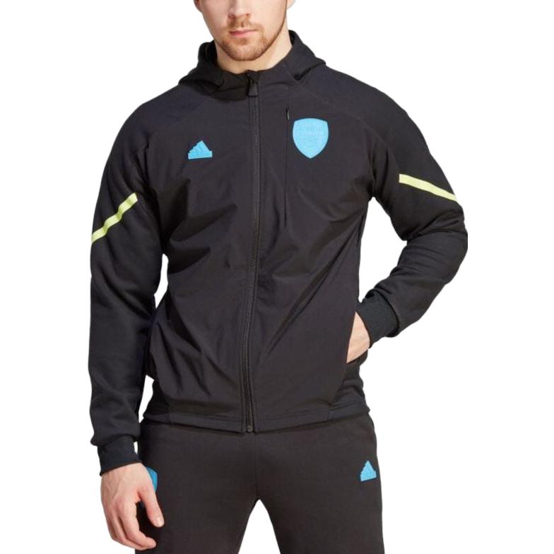 adidas Arsenal Club Black Striped Print Full-Zip Hooded Jacket Men’s Casual HZ2040 圖 4