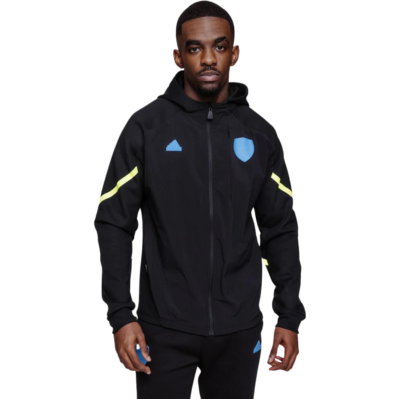 adidas Arsenal Club Black Striped Print Full-Zip Hooded Jacket Men’s Casual HZ2040 圖 6