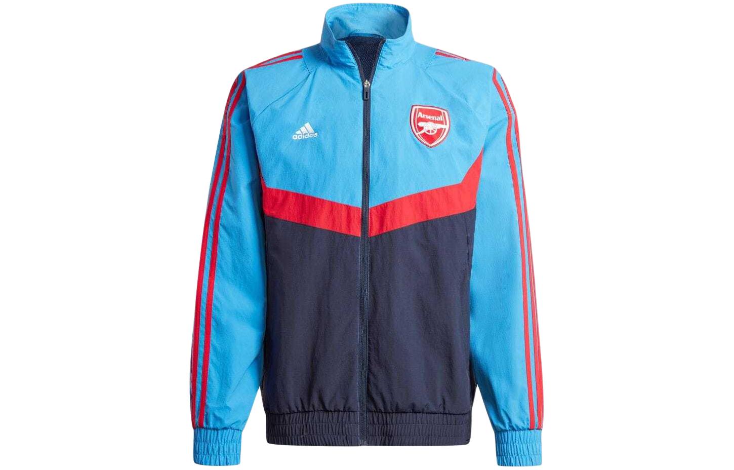 adidas Arsenal Club Retro Track Jacket Striped Raglan Long Sleeve Blue IU2073 圖 2