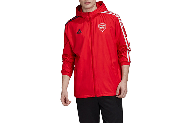 adidas Arsenal Crest Print Red Football Hoodie Jacket GE1995