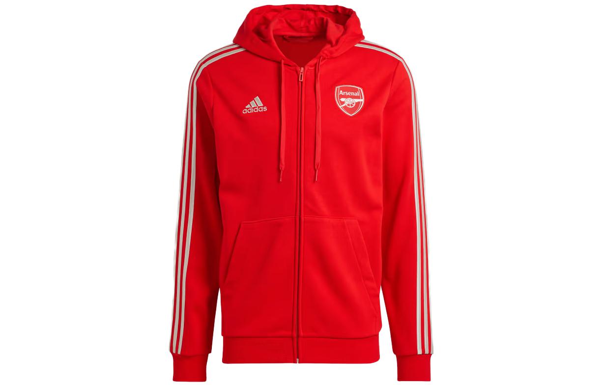 adidas Arsenal DNA Full-Zip Hoodie Red Jacket with Logo Print HZ2070