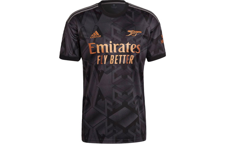 adidas Arsenal Fan Edition Logo Print Short Sleeve Soccer Jersey Black Men. H35902