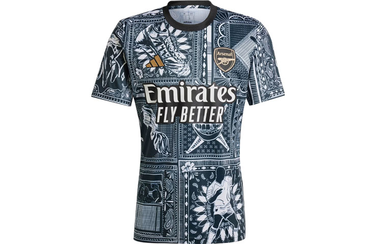 adidas Arsenal Ian Wright Pre-Match Soccer Jersey Black IQ2464