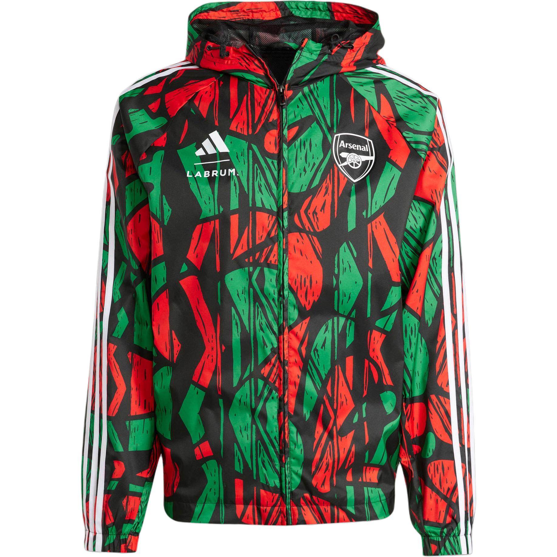 adidas Arsenal LABRUM Windbreaker Red Green Hooded Football Jacket IT4081