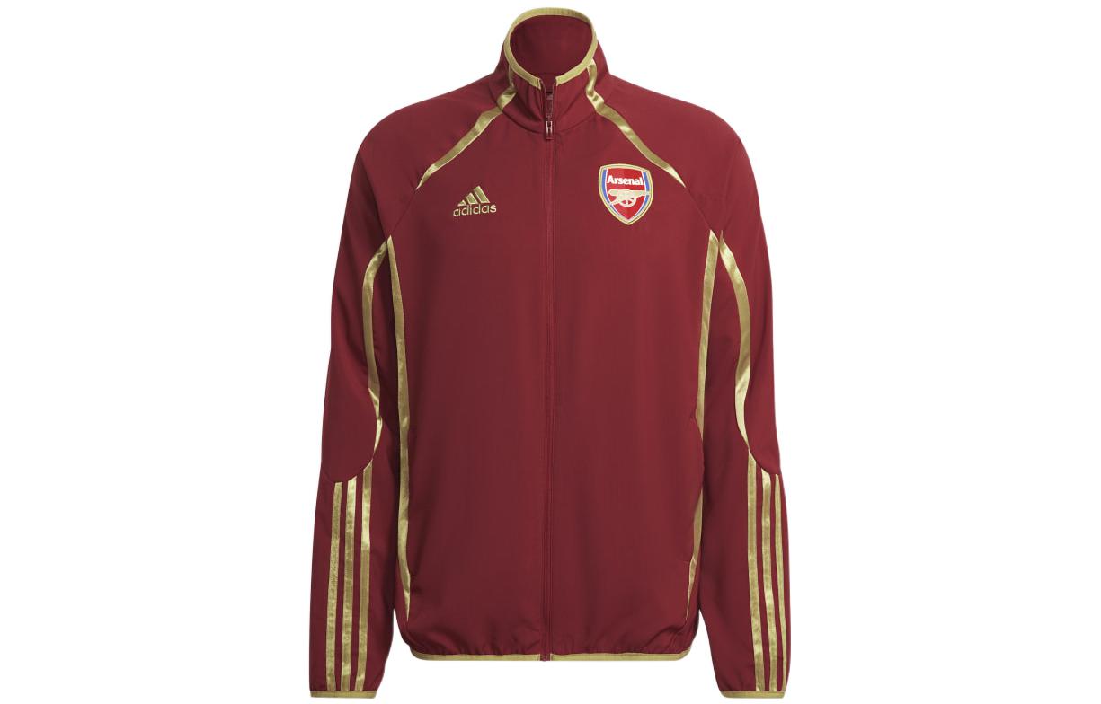 adidas Arsenal Striped Logo Print Zip-Up Track Jacket Men’s Dark Red HA2718