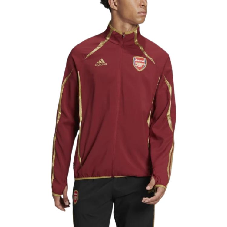 adidas Arsenal Striped Logo Print Zip-Up Track Jacket Men’s Dark Red HA2718 圖 3