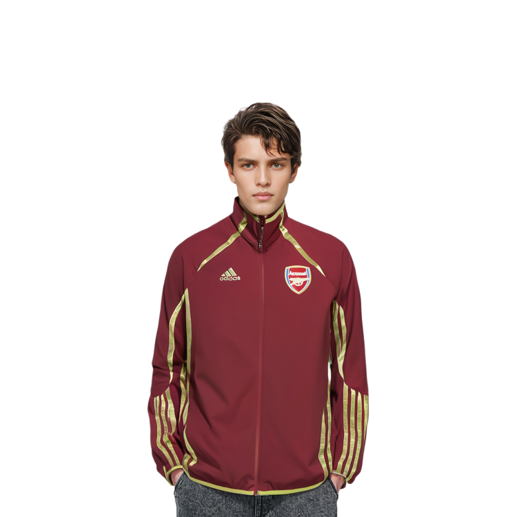 adidas Arsenal Striped Logo Print Zip-Up Track Jacket Men’s Dark Red HA2718 圖 5